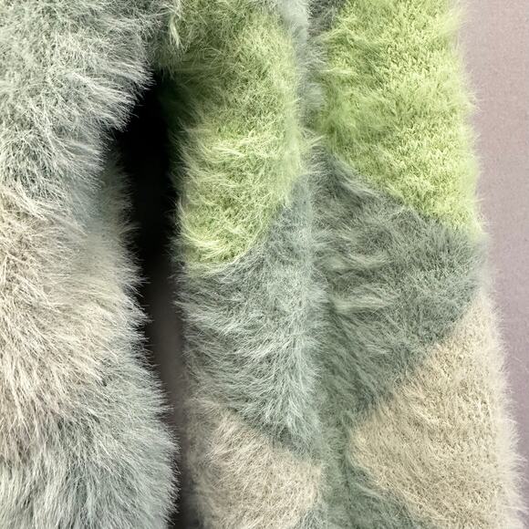 Cotton On argyle fluffy eyelash knit polo cropped cardigan in green Size Small - Picture 12 of 15